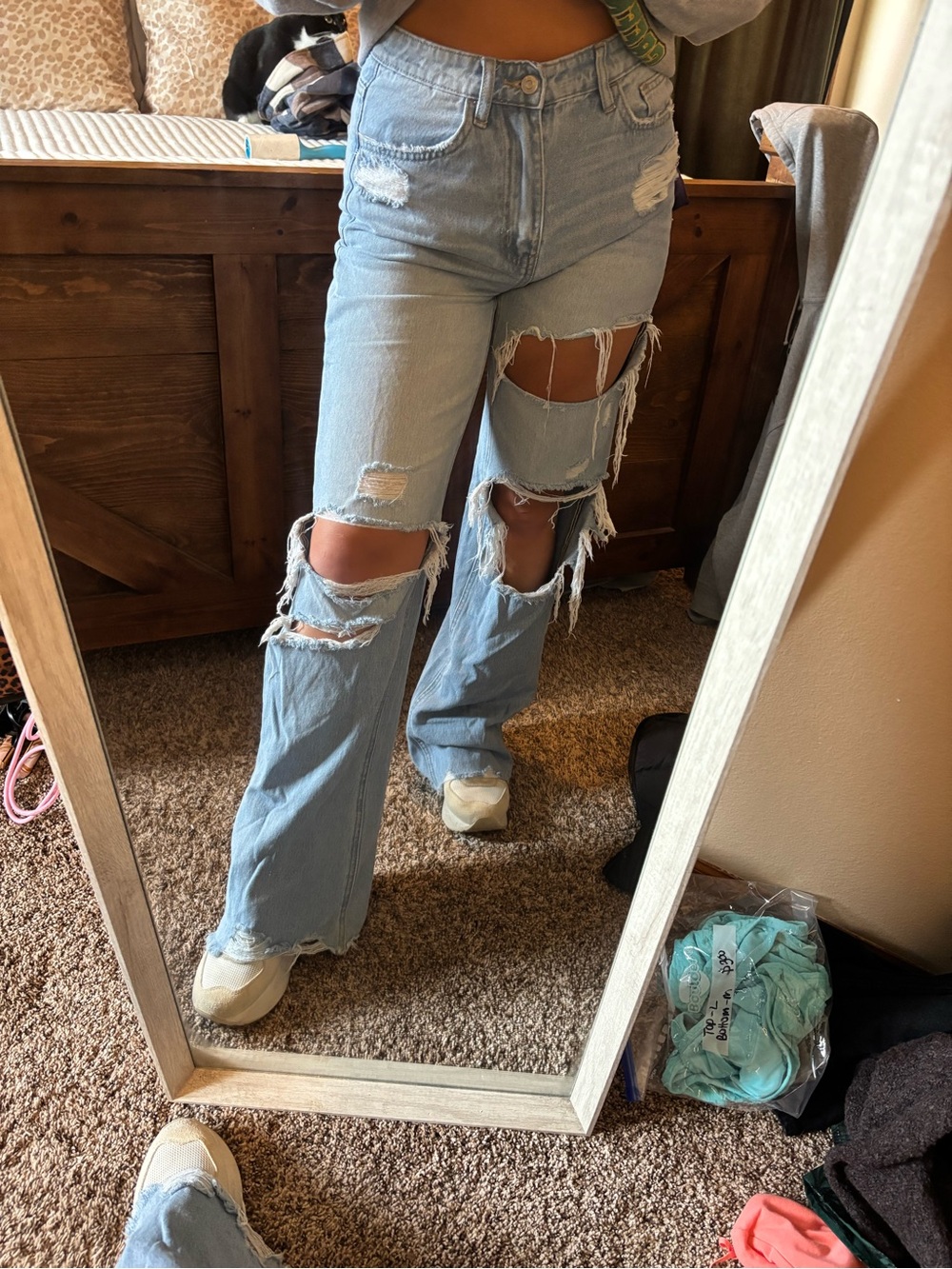 Flying monkey Light Blue Distressed High-Waist Women's Jeans 27